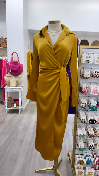 DARLENE WRAP DRESS- HONEY