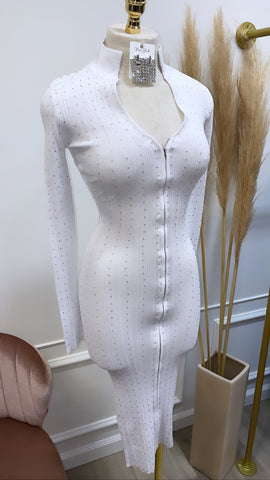 KHLOE MIDI DRESS- WHITE