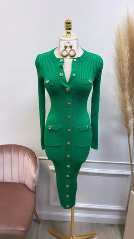 LISA MIDI DRESS- KELLY GREEN