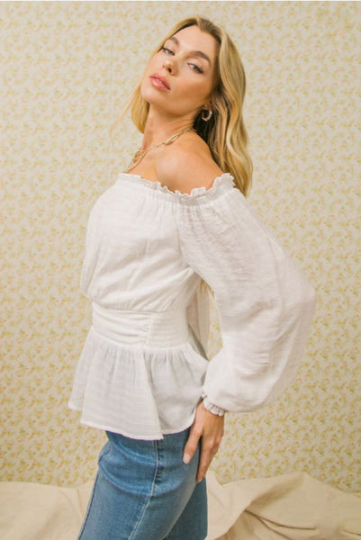 KATIE PEPLUM- WHITE