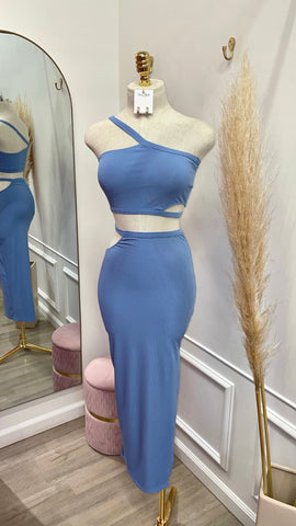 NIKKI RIBBED SET- BLUE