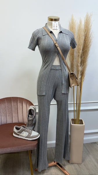 AMELIA KNIT SET- GRAY