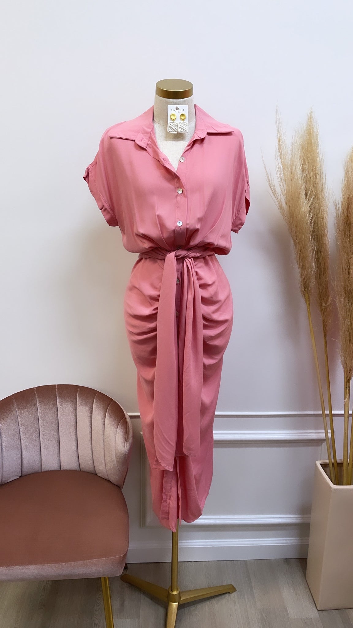 ABIGAIL DRAPED MIDI-pink