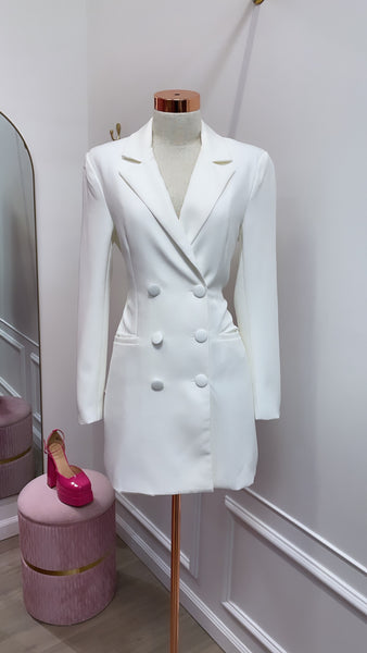 GIA BLAZER DRESS- WHITE