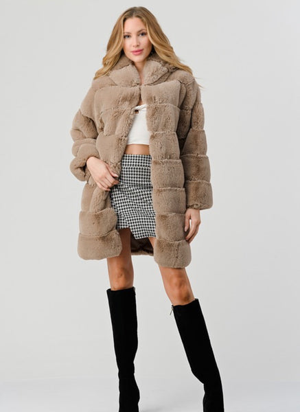 PARIS FAUX FUR COAT- TAUPE