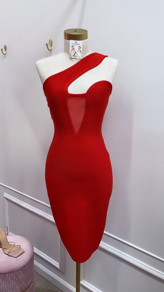JULIETTE BANDAGE MIDI-RED