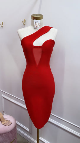 JULIETTE BANDAGE MIDI-RED