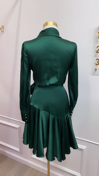 CHLOE WRAP DRESS- EMERALD