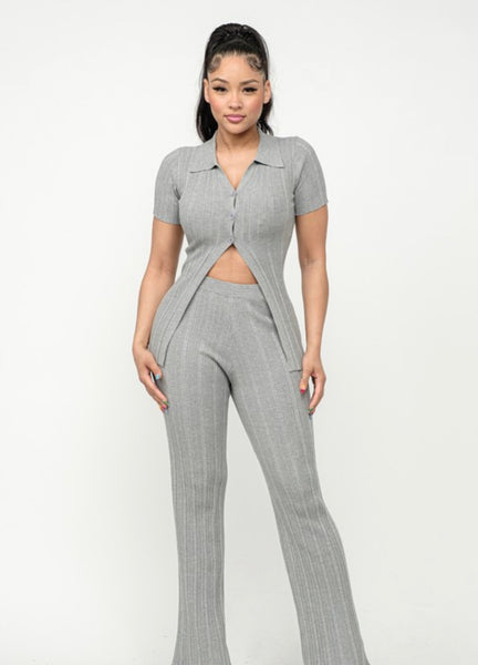 AMELIA KNIT SET- GRAY