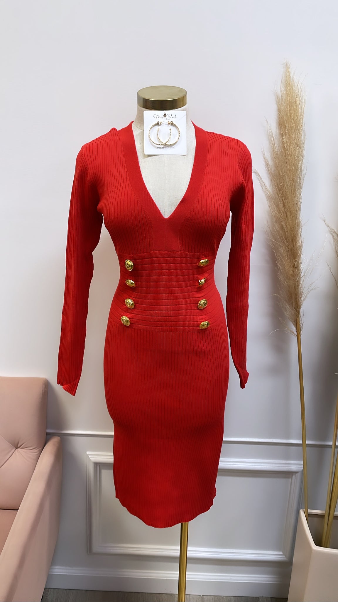 MONIQUE KNIT DRESS- RED