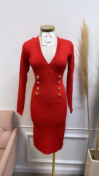 MONIQUE KNIT DRESS- RED