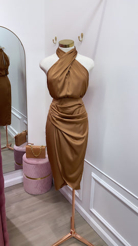 MINDY MIDI DRESS- Mocha