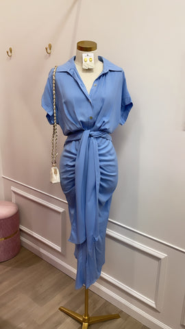 ABIGAIL DRAPED MIDI-blue