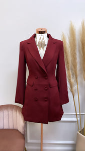VALERIE BLAZER DRESS- WINE