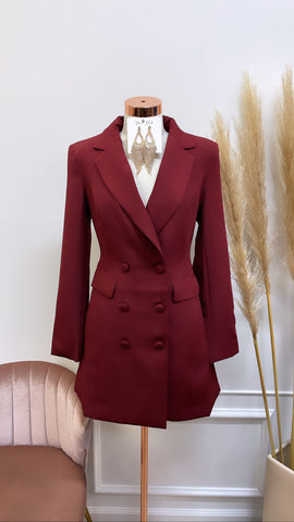VALERIE BLAZER DRESS- WINE