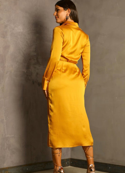 DARLENE WRAP DRESS- HONEY