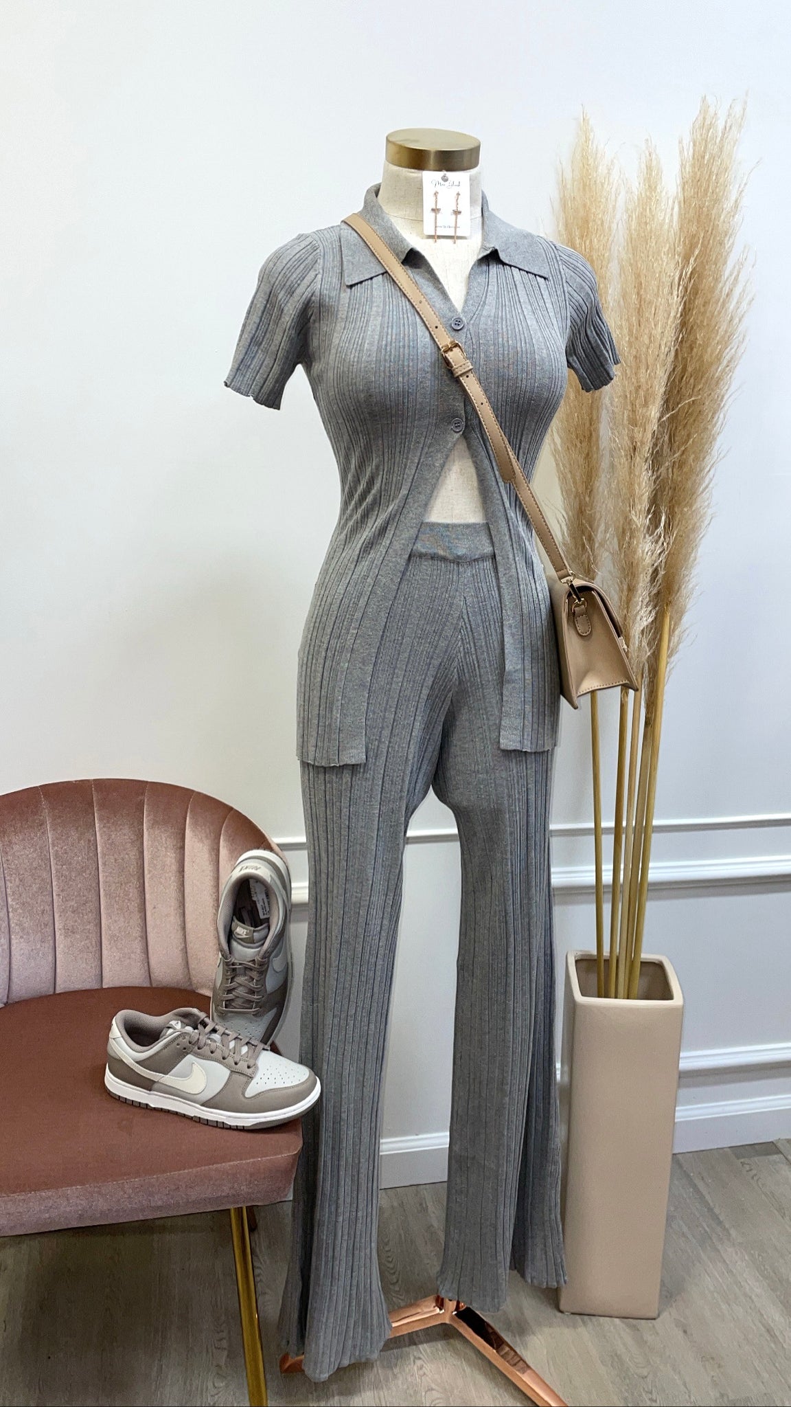 AMELIA KNIT SET- GRAY