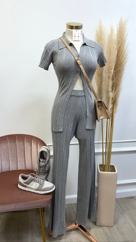 AMELIA KNIT SET- GRAY