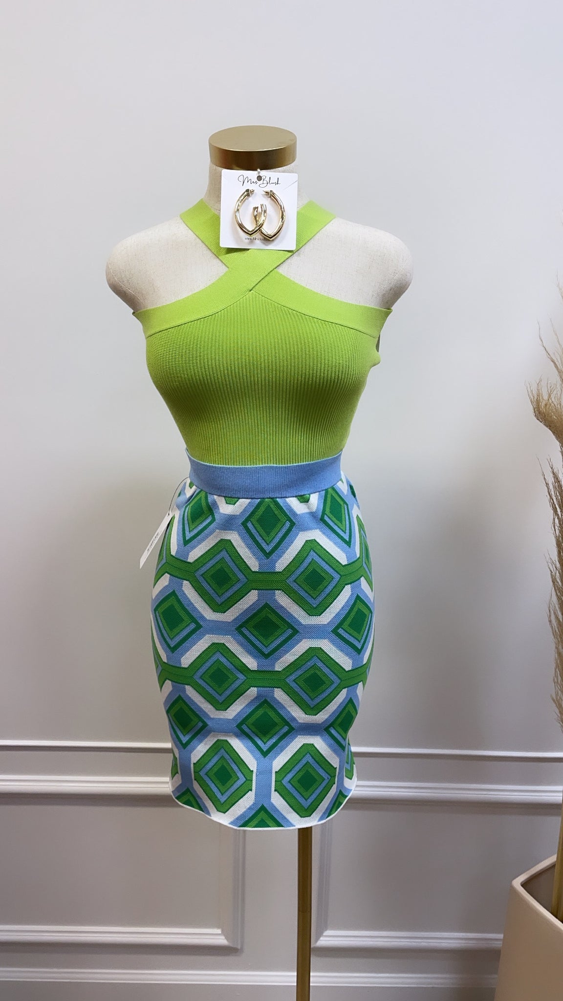 KAILEY SKIRT- BLUE/GREEN