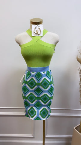 KAILEY SKIRT- BLUE/GREEN