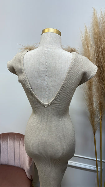 ALEXIS KNIT DRESS- OATMEAL