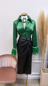 VIRI FAUX LEATHER MIDI