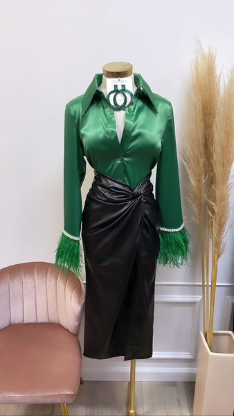 VIRI FAUX LEATHER MIDI