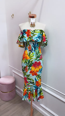DANIA FLORAL MIDI- Mint