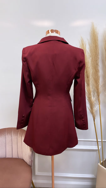 VALERIE BLAZER DRESS- WINE