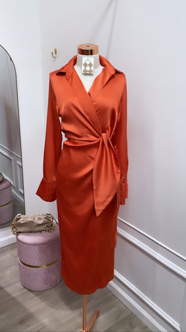 DARLENE WRAP DRESS- BRICK