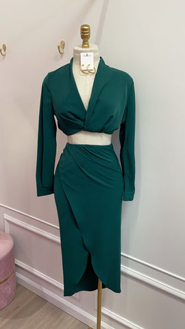 CASSIE SATIN SET- GREEN