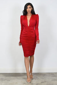 EMMA MIDI DRESS- RED