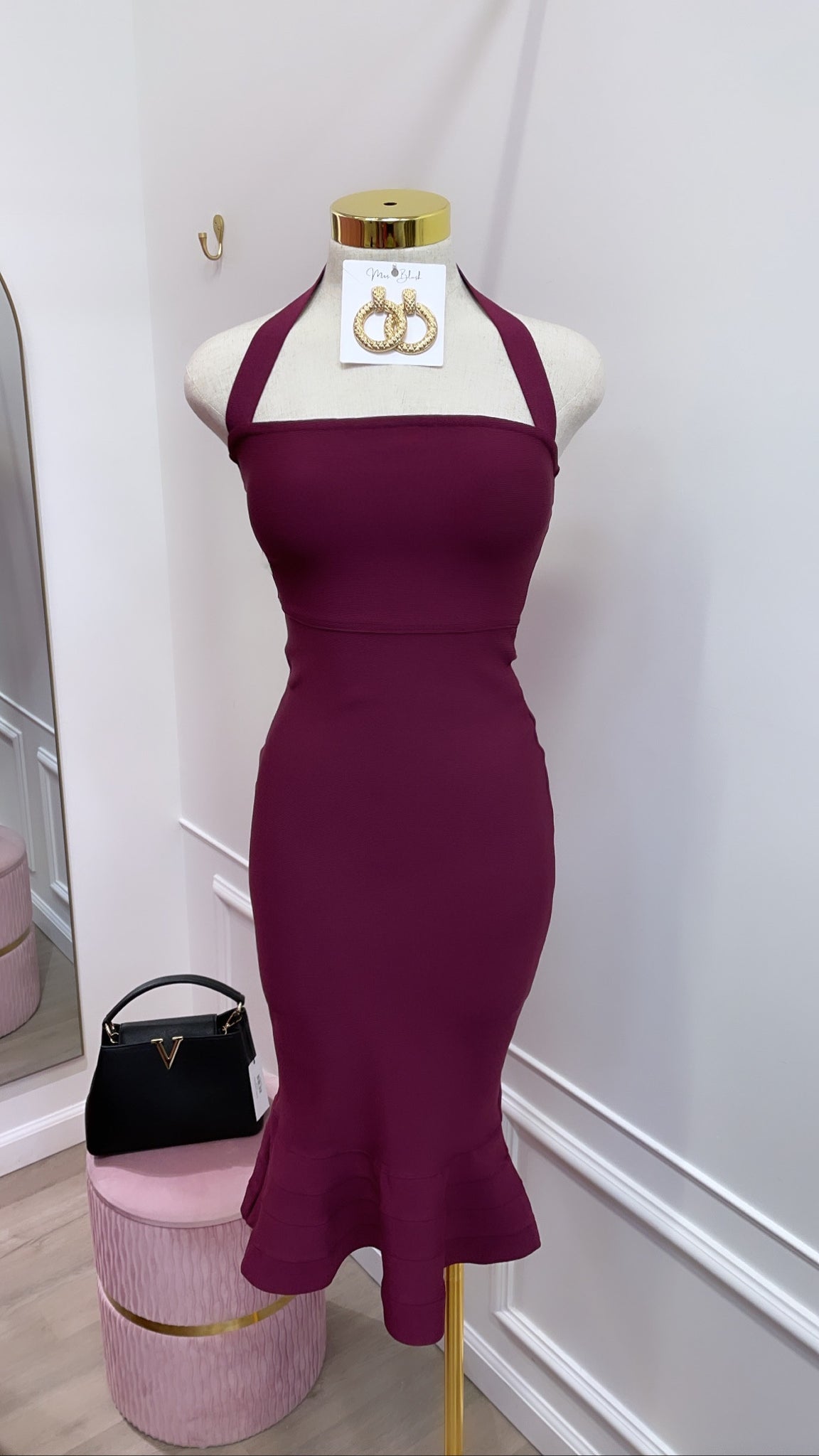 EMILIA BANDAGE MIDI- MAROON