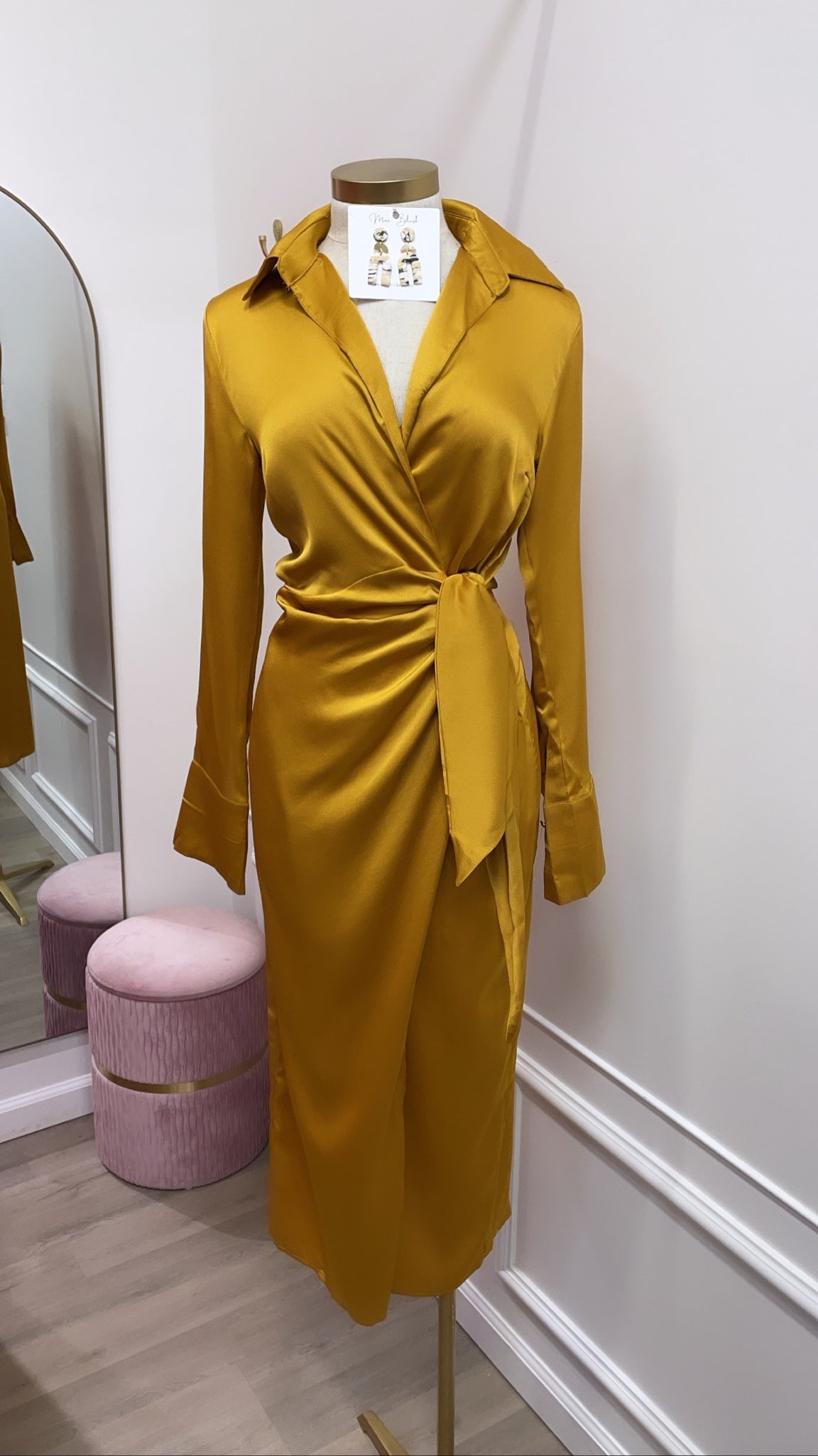 DARLENE WRAP DRESS- HONEY