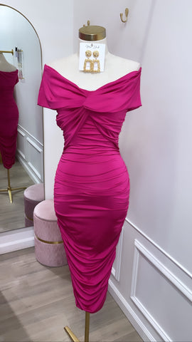 ELIANA MIDI DRESS- FUCHSIA